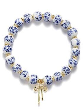 Beads Bow Charm Bracelet for Women Flower Vintage Bracelet Handmade Stretch